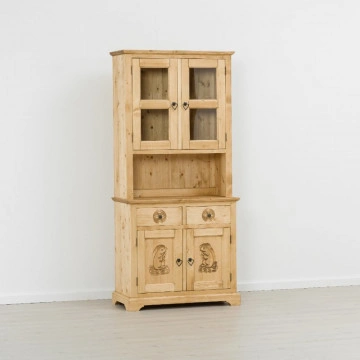Bufet bucatarie rustic 4 usi, 2 sertare Rustic Chalet, Lemn masiv rustic, 92 x 38/46 x 200 cm - Img 5