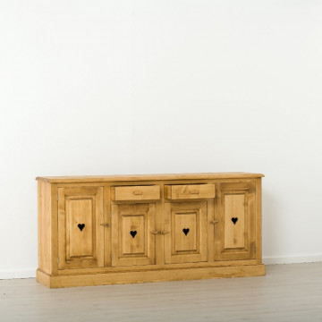 Bufet Cabana cu 4 usi 2 sertare, Lemn masiv rustic, 200 x 48 x 92 cm - Img 4