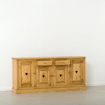 Bufet Cabana cu 4 usi 2 sertare, Lemn masiv rustic, 200 x 48 x 92 cm - Img 4