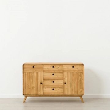 Bufet cu 2 usi si 6 sertare Sahara, Lemn masiv rustic, 133 x 45 x 85 cm - Img 2