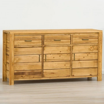 Bufet cu 3 usi si 3 sertare Colibri, Lemn masiv rustic, 143 x 46 x 85 cm - Img 3
