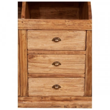 Bufet cu vitrina Dolce Toscana natur antik lemn masiv de tei, 172 x 38/50 x 226 cm - Img 2