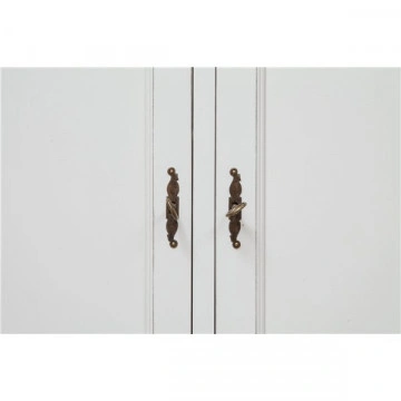 Bufet cu vitrina Toscana Charme cu 2 x 2 usi lemn masiv tei, alb unt + natur antik, 125 x 42 x 207 cm - Img 4