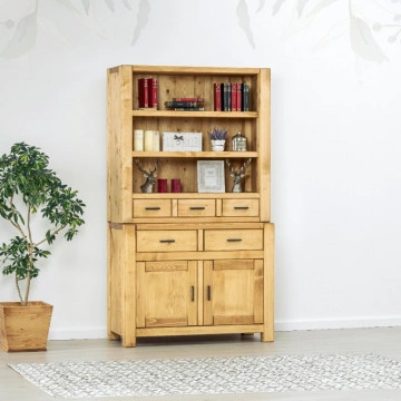 Bufet de bucatarie 2 usi si 5 sertare Ecuador, Lemn masiv rustic, 110 x 50/42 x 195 cm