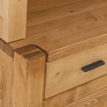 Bufet de bucatarie Ecuador 2 usi si 5 sertare, Lemn masiv rustic, 110 x 50/38 x 190 cm - Img 6