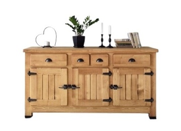 Bufet Montana lemn masiv, 3 usi si 4 sertare, 167 x 48 x 86 cm - Img 2