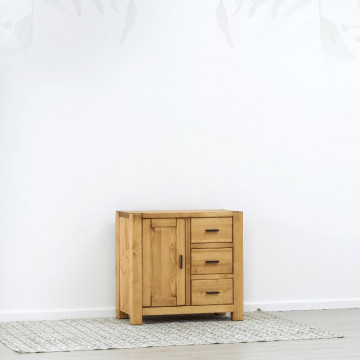 Comoda 1 usa si 3 sertare Ecuador, Lemn masiv rustic, 90 x 46 x 85 cm - Img 5