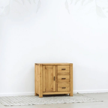 Comoda 1 usa si 3 sertare Ecuador, Lemn masiv rustic, 90 x 46 x 85 cm - Img 5