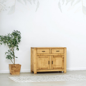 Comoda 2 usi si 2 sertare Ecuador, Lemn masiv rustic, 110 x 50 x 85 cm - Img 5