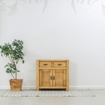 Comoda 2 usi si 2 sertare Ecuador, Lemn masiv rustic, 90 x 46 x 85 cm - Img 4