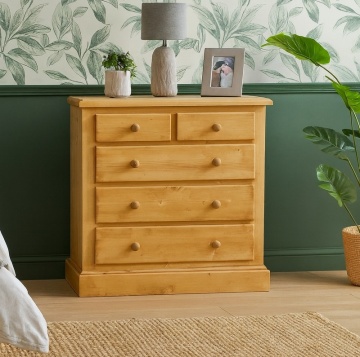 Comoda Apuseni cu 5 sertare Lemn Masiv, 90 x 48 x 90 cm