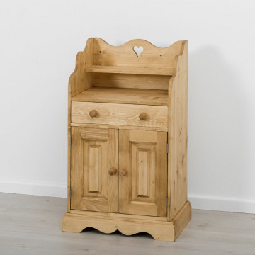 Comoda Cabana cu 2 usi 1 sertar, Lemn masiv rustic, 64 x 42 x 103 cm - Img 2