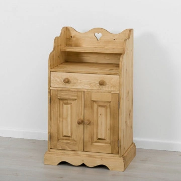 Comoda Cabana cu 2 usi 1 sertar, Lemn masiv rustic, 64 x 42 x 103 cm - Img 2