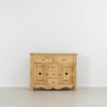Comoda Cabana cu 2 usi si 5 sertare, Lemn masiv rustic, 129 x 50 x 100 cm - Img 4