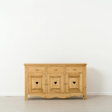 Comoda Cabana cu 3 usi si 3 sertare, Lemn masiv rustic, 160 x 45 x 92 cm - Img 4