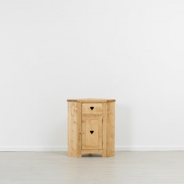 Comoda de colt Rustic Floare de Colt cu 1 sertar si 1 usa, Lemn masiv 77 x 54 x 89 cm - Img 3