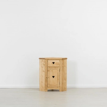 Comoda de colt Rustic Floare de Colt cu 1 sertar si 1 usa, Lemn masiv 77 x 54 x 89 cm - Img 3