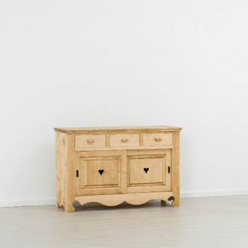 Comoda Rustic Flame 2 usi culisante si 3 sertare, Lemn masiv rustic, 140 x 50 x 92 cm - Img 5