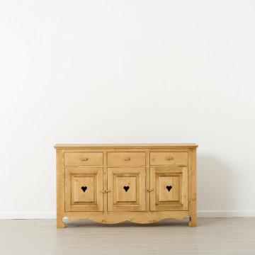 Comoda Rustic Flame cu 3 usi si 3 sertare, Lemn masiv rustic, 160 x 45 x 92 cm - Img 4