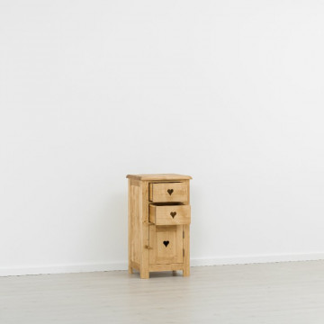 Comoda Rustic Floare de Colt 1 usa si 2 sertare, Lemn masiv 48 x 42 x 89 cm - Img 3