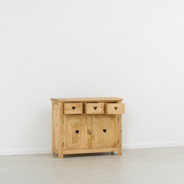 Comoda Rustic Floare de Colt 2 usi si 3 sertare, Lemn masiv 106 x 42 x 89 cm - Img 3