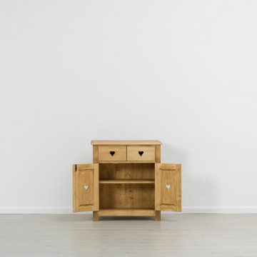 Comoda Rustic Love 2 usi si 2 sertare, Lemn masiv rustic, 80 x 42 x 89 cm - Img 2