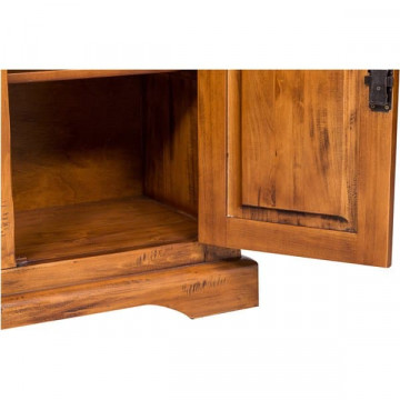 Comoda Toscana 2 usi si 2 sertare lemn masiv tei, nuc antik, 110 x 45 x 103 cm - Img 5