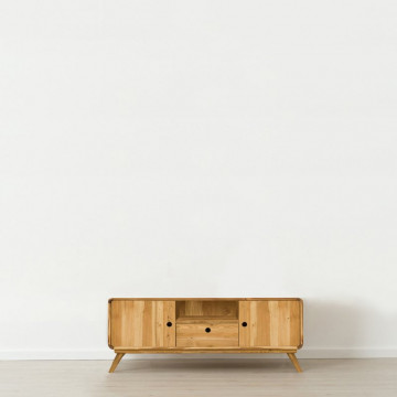 Comoda TV 2 usi 1 sertar si nisa Sahara, Lemn masiv rustic, 140 x 40 x 50 cm - Img 2