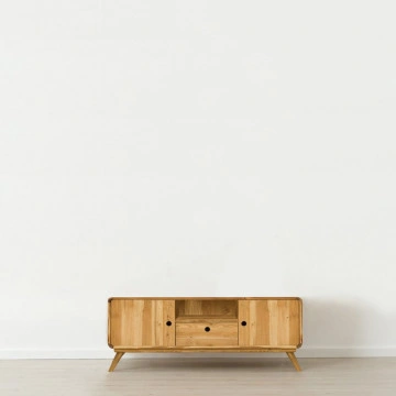 Comoda TV 2 usi 1 sertar si nisa Sahara, Lemn masiv rustic, 140 x 40 x 50 cm - Img 2