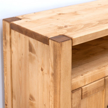 Comoda TV 4 usi 2 sertare si nisa Ecuador, Lemn masiv rustic, 180 x 50 x 85 cm - Img 3