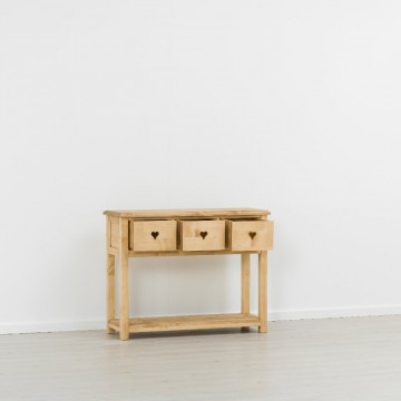 Consola Rustic Floare de Colt cu 3 sertare, Lemn masiv 114 x 42 x 89 cm - Img 2