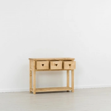 Consola Rustic Floare de Colt cu 3 sertare, Lemn masiv 114 x 42 x 89 cm - Img 2