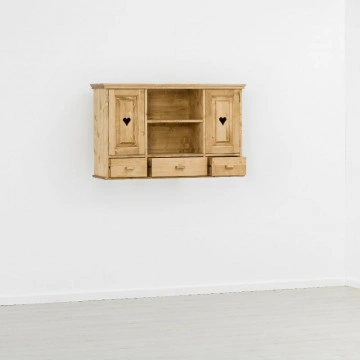 Corp de bucatarie Cabana cu 2 usi, 3 sertare, lemn masiv rustic, 120 x 38 x 75 cm - Img 3