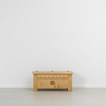 Cufar Cabana sculptat cu rozeta, Lemn masiv rustic, 110 x 51 x 50 cm - Img 3