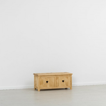 Cufar / Lada zestre Rustic Floare de Colt cu 1 sertar din Lemn masiv 100 x 42 x 44 cm - Img 5