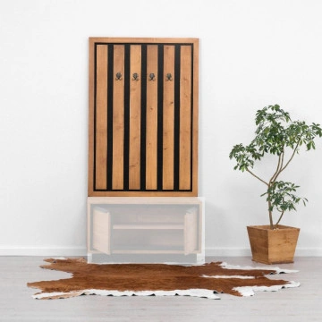 Cuier Lemn masiv Mexicana, 4 agatatori duble, 100 x 4 x 155 cm - Img 5