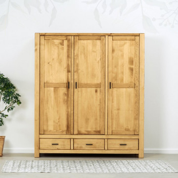 Dulap 3 usi si 3 sertare Ecuador, Lemn masiv rustic, 175 x 55 x 200 cm - Img 4