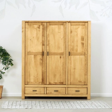 Dulap 3 usi si 3 sertare Ecuador, Lemn masiv rustic, 175 x 55 x 200 cm - Img 4