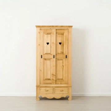 Dulap Cabana cu 2 usi culisante 2 sertare, Lemn masiv rustic, 95 x 57 x 190 cm - Img 3