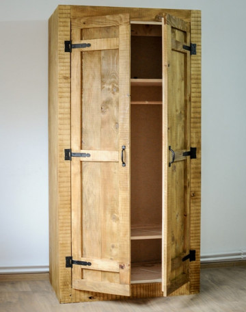 Dulap de haine Equator, 2 usi, lemn masiv pin, 100 x 56 x 200 cm - Img 2