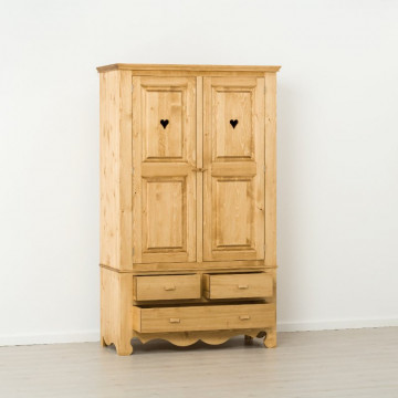 Dulap Rustic Flame cu 2 usi 3 sertare, Lemn masiv rustic, 120 x 55 x 200 cm - Img 4