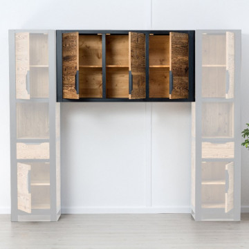 Dulap suspendat Rustic Loft cu 3 usi, Lemn masiv rustic, 175 x 40 x 79 cm - Img 3