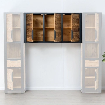 Dulap suspendat Rustic Loft cu 3 usi, Lemn masiv rustic, 175 x 40 x 79 cm - Img 3
