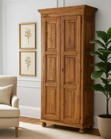 Dulap Toscana cu 2 usi lemn masiv tei, natur antik, 100 x 50 x 210 cm