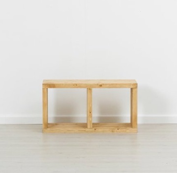 Etajera Cub Cabana cu 1 polita, lemn masiv rustic, 43 x 35 x 82 cm - Img 3