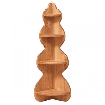 Etajera de colt / Raft Dolce Toscana lemn masiv tei, natur antik, 22 x 22 x 90 cm