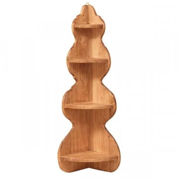Etajera de colt / Raft Dolce Toscana lemn masiv tei, natur antik, 22 x 22 x 90 cm