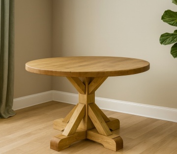 Masa rotunda lemn masiv Gloria model D006, Ø 120 x H 76 cm
