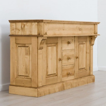 Masca de baie Cabana cu 2 usi 3 sertare, lemn masiv rustic, 150 x 52 x 91 cm - Img 2