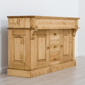 Masca de baie Rustic Flame cu 2 usi 3 sertare, lemn masiv rustic, 150 x 52 x 91 cm - Img 2
